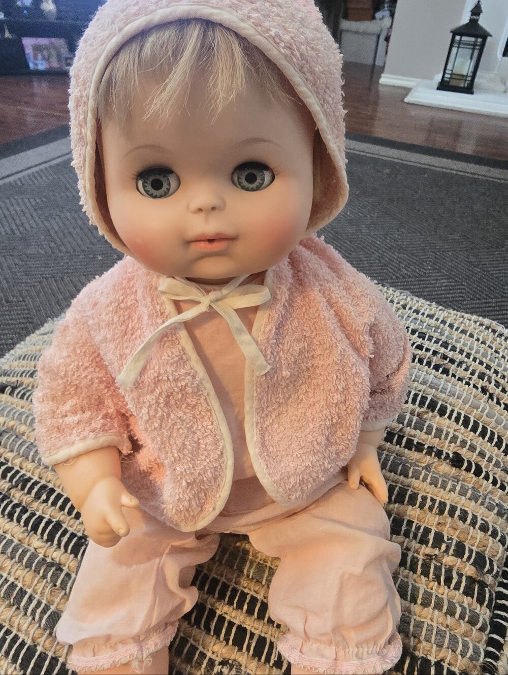 Vintage Classic Pink Baby Doll in Soft Plush Outfit 17 Inches Long